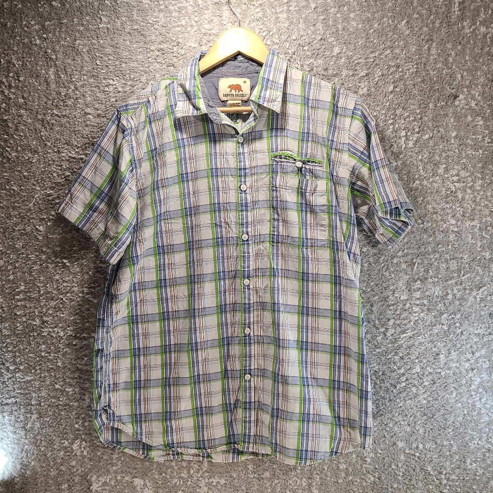 Dakota Grizzly Men's Plaid Western Medium Shirt Pocket‎ Button Up Short Sleeve